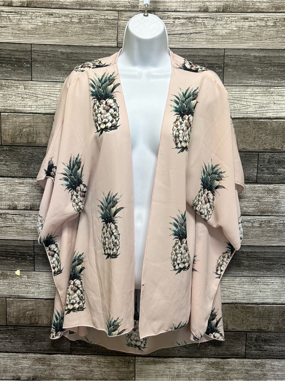 I Joah Pink Pineapple Open Front Loose Flowy Kimono Cardigan Size OS
